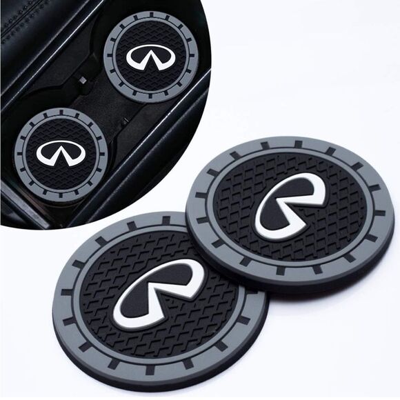 Infinity car cup Coasters in black and gray. Set of 2 NWT - Picture 2 of 7
